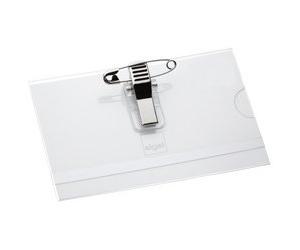 Porte-badge avec double système de fixation,54 x 90 mm