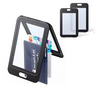 Porte Badge avec Fenêtre Double Face Étui vertical en plastique rigide Porte Carte Noire pour Cartes d'Identité , 3 paquets