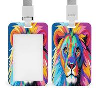 Porte-badge coloré en forme de lion avec lanière verticale en plastique pour cartes, pochette de protection avec fenêtre transparente et clips amovibles pour étiquette nominative pour infirmière