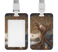 Porte-badge coulissant avec lanière - Porte-badge arbre de vie avec fenêtre transparente - Pour le travail, le bureau, les médecins, les infirmières