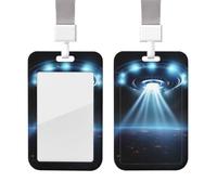 Porte-badge coulissant avec lanière - Porte-carte d'identité vertical en plastique avec étiquette nominative OVNI - Pochette de protection avec fenêtre transparente pour infirmière, officier