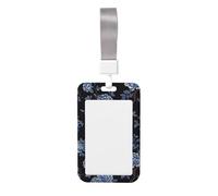 Porte-badge coulissant classique en plastique rigide avec motif floral bleu français pour infirmières et bureau