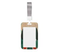 Porte-badge coulissant en plastique rigide avec motif chat assis sur une terrasse grecque pour infirmières ou bureau