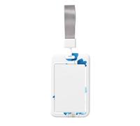 Porte-badge coulissant en plastique rigide avec motif fleurs de dessin animé bleu