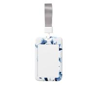 Porte-badge coulissant en plastique rigide avec motif floral bleu marine aquarelle pour infirmières et bureau