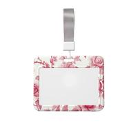 Porte-badge coulissant en plastique rigide avec motif floral rose et blanc pour infirmières ou bureau