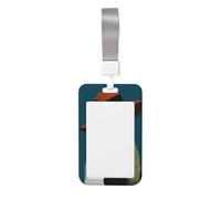 Porte-badge coulissant en plastique rigide pour femme portant un grand chapeau de soleil