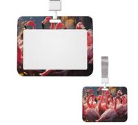 Porte-badge coulissant vertical transparent en plastique imperméable avec motif flamants roses pour fête, travail, bureau, médecin, infirmière