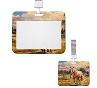Porte-badge coulissant vertical transparent en plastique imperméable pour carte de ferme cheval de ferme étui de protection pour badge d'identification pour travail, bureau, médecin, infirmière