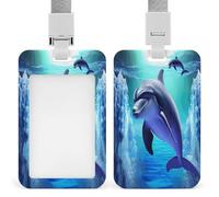Porte-badge dauphin en plastique étanche avec lanière verticale pour cartes d'identité, pochette de protection transparente pour badges de travail pour homme et femme