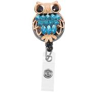 Porte-Badge De Travail Bleu Polyvalent Avec Joli Motif Hibou, Rétractable, Matériaux Durables, Idéal Pour Les Cartes D'identité Et Les Badges