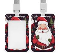 Porte-badge d'identification avec cordon et porte-badge rétractable - Cordon vertical de protection pour carte du Père Noël - Clips de protection pour femmes - Pour infirmières, médecins, enseignantes