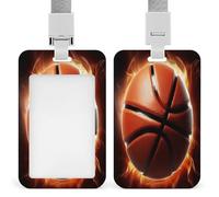 Porte-badge d'identification de basket-ball avec lanière verticale en plastique pour cartes - Pochette de protection avec fenêtre transparente et clips amovibles pour étiquette de nom pour infirmière