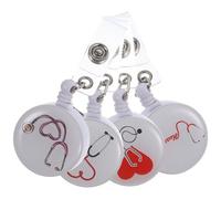 Porte-Badge D'infirmière Haut De Gamme Avec Clip Pivotant - Motif Coeur Et Stéthoscope, Porte-Badge Durable Et Léger