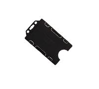 Porte-badge double face noir ouvert pour carte d'identité, support vertical, peut contenir une carte de crédit de 86 mm x 54 mm