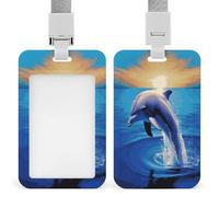Porte-badge élégant en forme de dauphin avec lanière verticale en plastique pour cartes, pochette de protection avec fenêtre transparente et clips amovibles pour étiquette nominative pour infirmière
