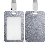 Porte-badge en aluminium froissé gris clair avec clip rétractable pour carte de protection, badge nominatif pour travail, bureau, médecin, infirmière
