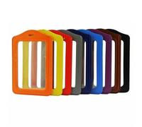 Porte-badge en cuir avec fenêtre transparente double face - Porte-badge étanche pour bureau, personnel, étudiants, employés (rouge vertical)