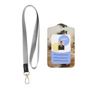 Porte-badge en cuir de cheval occidental avec cordon, porte-badge en cuir pour le personnel, les enseignants et les étudiants