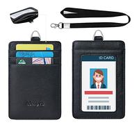 Porte-badge en cuir, porte-carte d'identité, réversible, avec des fentes pour les cartes fréquemment utilisées.