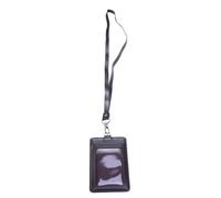 Porte-Badge En Cuir Pu De Qualité Supérieure Avec Fenêtre Transparente, Cordon Et Clip Pivotant - Couleur Café, Durable Et Élégant