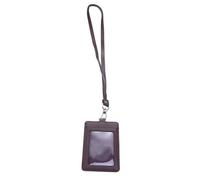Porte-Badge En Cuir Pu Marron De Qualité Supérieure Avec Fenêtre Transparente, Cordon Et Clip Pivotant Pour Un Accès Facile Aux Cartes