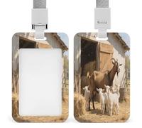 Porte-badge en forme d'animal de la ferme avec lanière - Porte-carte d'identité tendance avec fenêtre verticale - Porte-badge en plastique pour infirmière, enseignante, travailleur, bureau
