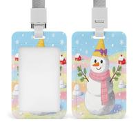 Porte-badge en forme de bonhomme de neige blanc et gris étanche - Porte-badge vertical amovible - Pour enseignant, infirmière, médecin