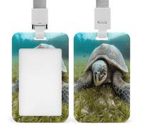 Porte-badge en forme de grande tortue avec lanière verticale en plastique pour cartes, pochette de protection avec fenêtre transparente et clips amovibles pour étiquette nominative pour infirmière