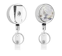Porte-badge en forme de lettre du vent rétractable en métal avec clip portable en nylon et cordon en acier inoxydable 67 cm pour carte d'identité