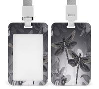 Porte-badge en forme de libellules grises avec lanière verticale en plastique avec fenêtre transparente et clips amovibles pour infirmière, médecin, enseignant, bureau