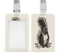Porte-badge en forme de moufette avec cordon vertical en plastique pour cartes, pochette de protection avec fenêtre transparente et clips amovibles pour infirmière, médecin, enseignant, bureau