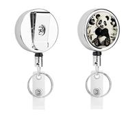 Porte-badge en forme de panda ludique - Enrouleur de badge d'infirmière rétractable en métal robuste avec corde en nylon de 68,1 cm - Étiquettes amusantes pour enseignants, infirmières, médecins