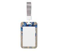 Porte-badge en plastique rigide avec motif tête de mort vintage et papillons bleus