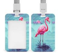 Porte-badge en plastique transparent à suspendre - Motif flamants roses - Étanche - Pour infirmière ou officier