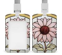 Porte-badge en verre teinté stylisé rose clair avec clip pour carte d'identité, porte-nom pour travail, bureau, médecin, infirmière