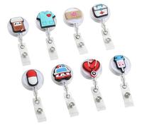 Porte badge enrouleur - 8 PCS - PVC souple - Clip métal - Résistant et durable