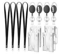 Porte Badge Enrouleur avec Protege Carte, 12 Pcs Horizontale et Verticale Porte Carte Transparent avec Cordon Badge Por te Cle Retractable pour Infirmières Enseignants Personnel Bureau