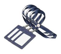 Porte-Badge Et Cordon Multifonction En Cuir Pu Bleu Pour La Gestion Des Cartes D'identité, Étanche Et Durable