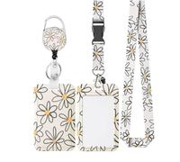 Porte Badge - Floral - Étui en Plastique - Clip de Mousqueton - Rétractable