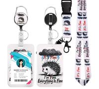 Porte Badge Id avec Lanyard Breakaway pour, Badge Reel rétractable, Clips de Badge détachables, Lanyard Strap pour le cou, Cadeaux pour le bureau des enseignants infirmiers (Hérisson éclair)