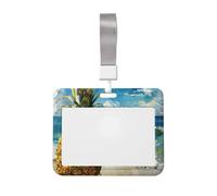 Porte-badge imprimé ananas au bord de la mer, léger, transparent, imperméable, bureau, hôpital, conférence