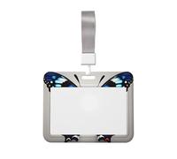 Porte-badge léger et transparent avec imprimé papillon bleu pour bureau, hôpital, conférence