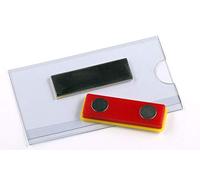 Porte-badge Magnétique sans Épingle - Lot de 24 | Europel | Badge Nominatif Aimanté 75x40mm, PVC Transparent, Cartons Vierges Inclus | Conférences, Bureaux, Écoles, Événements