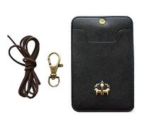 Porte-Badge Noir avec Cordon NOVAGO - Double Compartiment - Étui Carte & Badge - Format 10,5 x 7 cm
