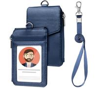 Porte Badge - Non spécifié - Modèle Vertical - Cuir PU - Couleur Bleu Foncé - Dimensions 7.8x12cm