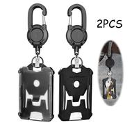 Porte Badge - Non spécifié - Rétractable - Câble d'acier - Noir - 2 pièces
