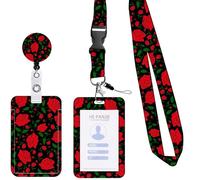 Porte Badge - Non spécifié - Retractable - Cordon Tour de Cou - Polyester - Rouge et noir