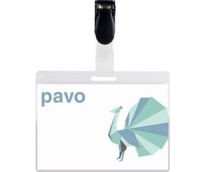 Porte-badge plastifié, avec clip, 54 x 90 mm