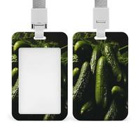 Porte-badge pour cornichon d'identification avec cordon vertical en plastique Porte-cartes Pochette de protection avec fenêtre transparente Pinces amovibles pour Infirmière Médecin enseignant Bureau